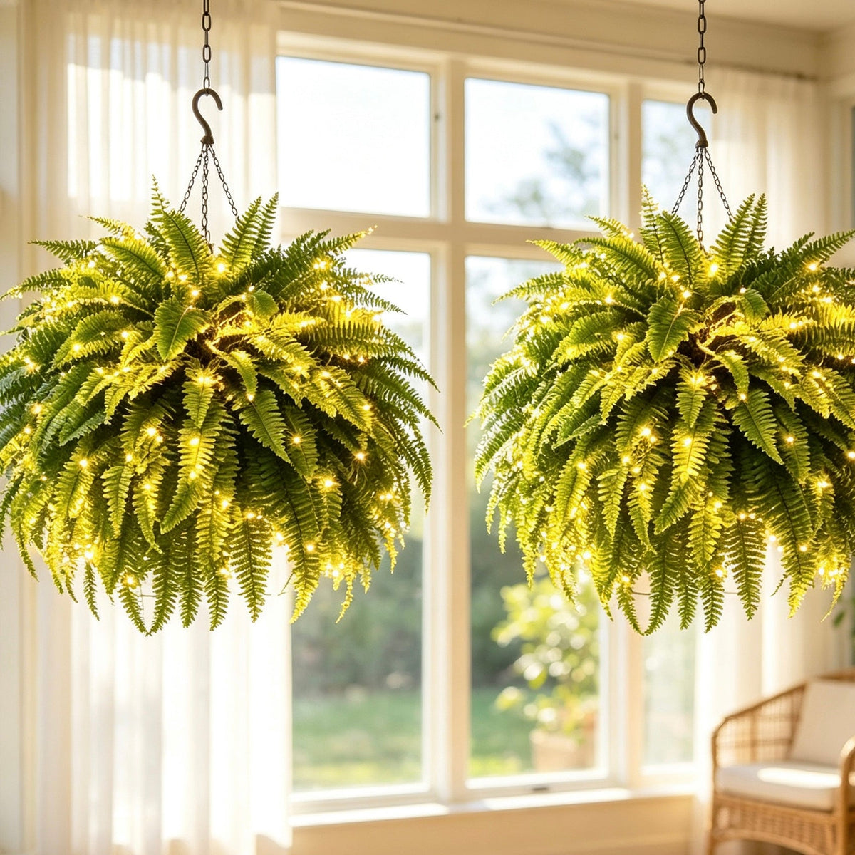 đGlowing Boston Ferns with Lights â đż Zero Watering, Zero Maintenance