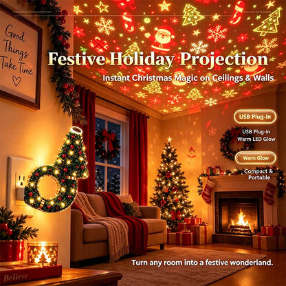 SEAGRIL™ USB Plug-In Christmas Projector Night Light, 6+ Holiday Pattern Ceiling Lamp🎄