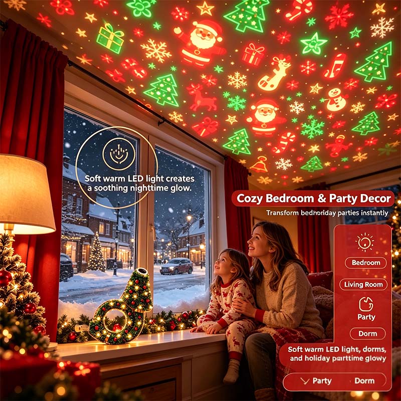SEAGRIL™ USB Plug-In Christmas Projector Night Light, 6+ Holiday Pattern Ceiling Lamp🎄