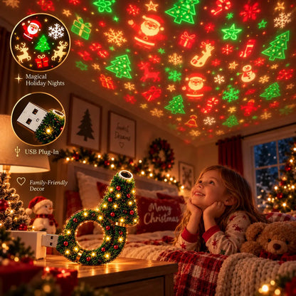 SEAGRIL™ USB Plug-In Christmas Projector Night Light, 6+ Holiday Pattern Ceiling Lamp🎄